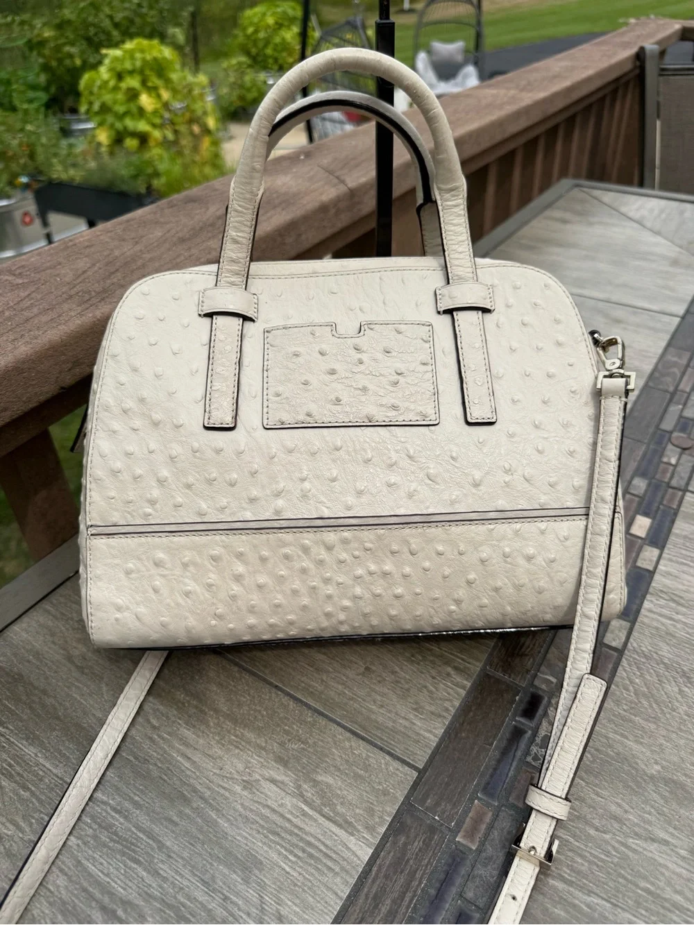 GUC Kate Spade Riverside Street Ostrich Small Felix Satchel Crossbody Bag
